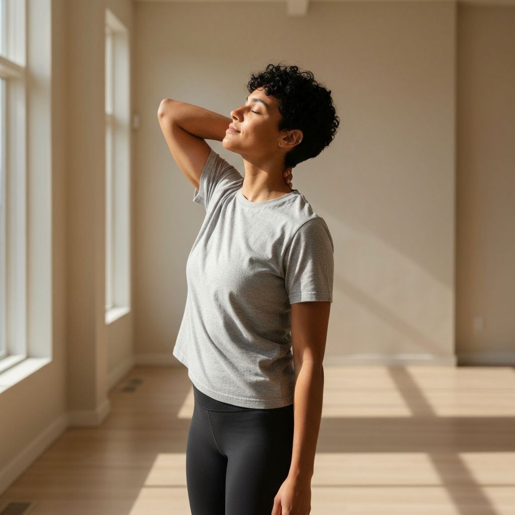 Person performing a neck rotation stretch